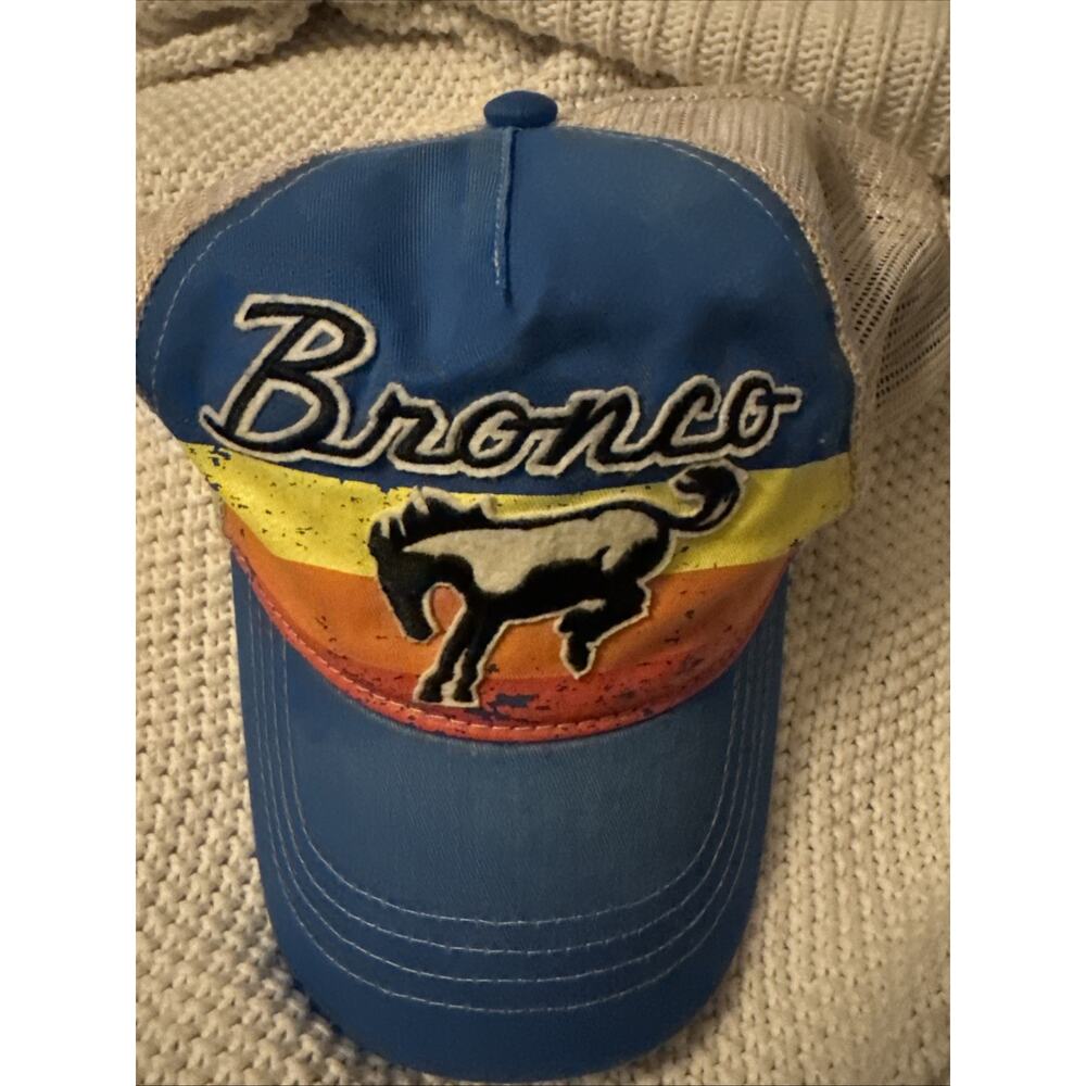 Ford BRONCO Patch Blue Sunset Stripe Mesh Snapback Official Hat Cap Trucker